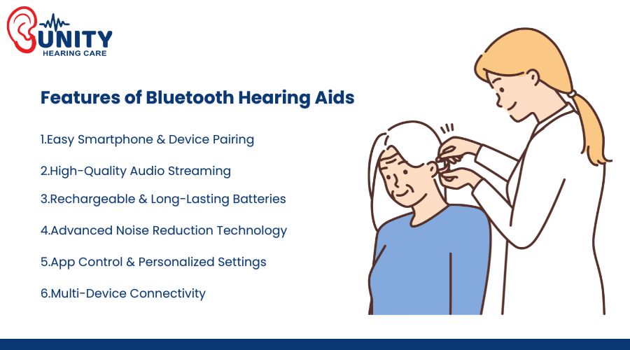 Audiologist fitting a hearing aid on an elderly woman